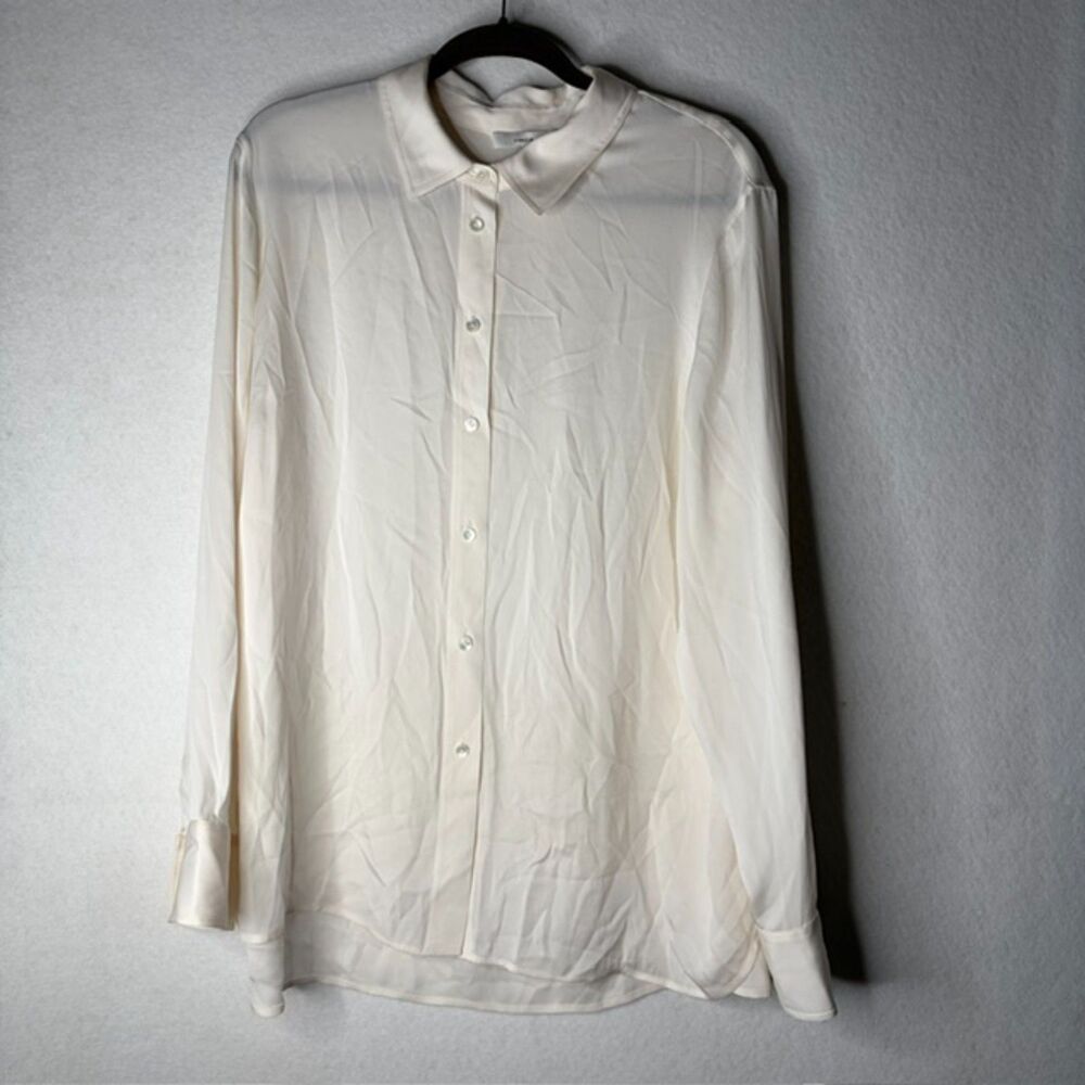Vince Cream Silk Button-Front Blouse